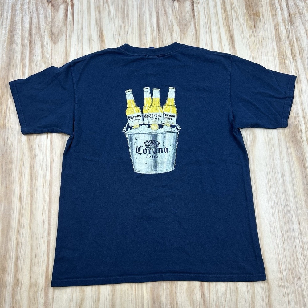 Vintage Corona Extra Beer‎ T-Shirt Size L Mens Y2K Navy blue graphic T-Shirt